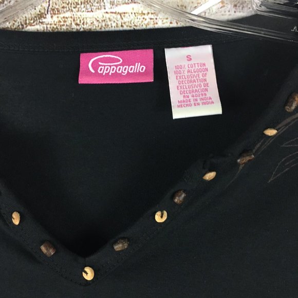 Pappagallo Top Giraffe Animal Print Beaded Pullover 3/4 Sleeve - Picture 3 of 7